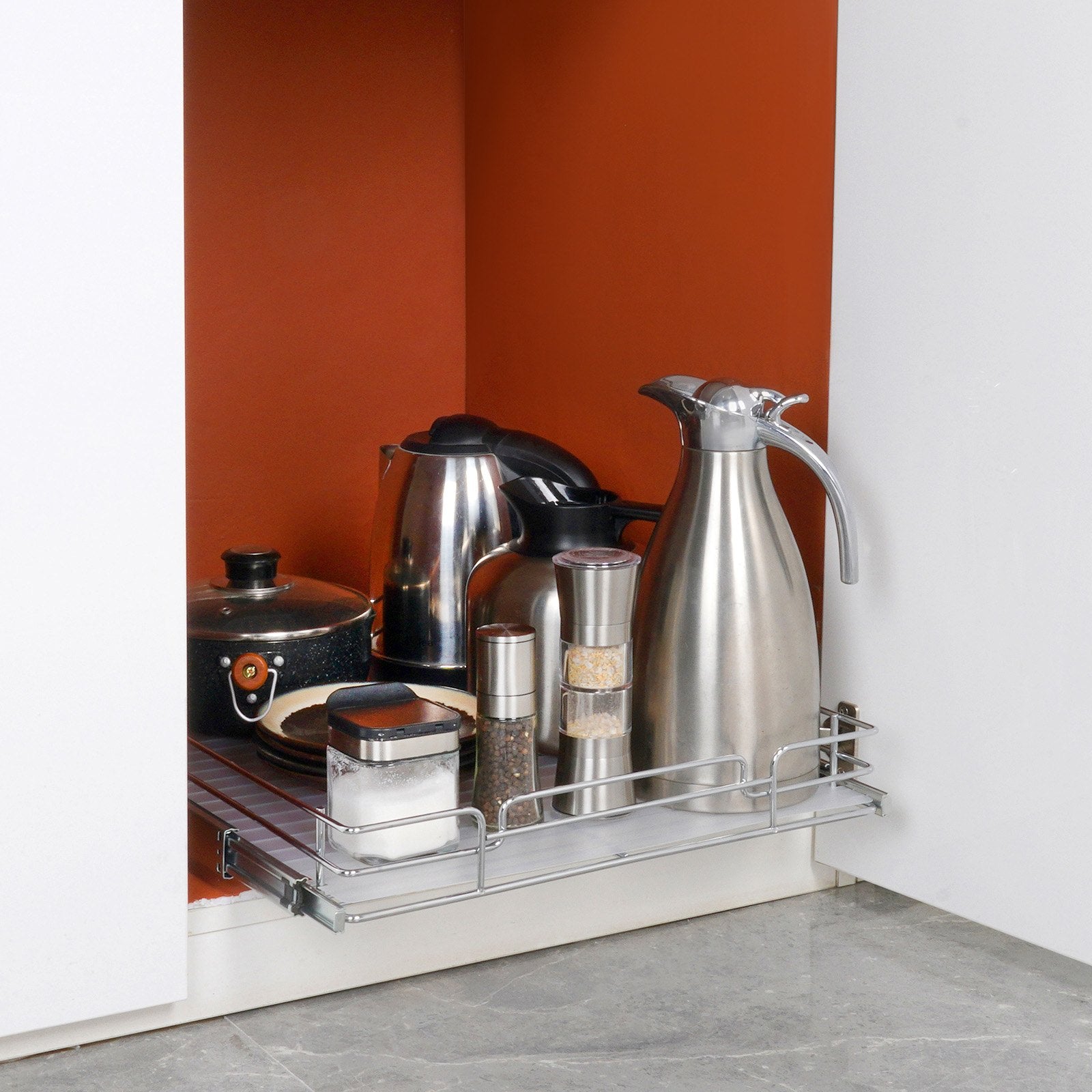 18.5"Wx21"Dx3.5"H Pull Out Cabinet Organizer, Heavy Duty Slide Out Pantry Shelves, Steel Roll Out Drawers, Sliding Drawer Storage for Home Under Sink, 20"Wx22"Dx7"H Install Size for Cabinet - Image 8