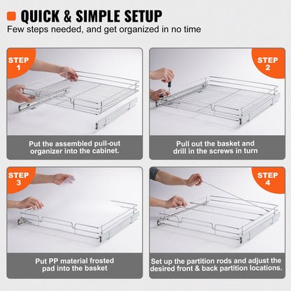 Pull Out Cabinet Under Sink Organizer 20 x 21 Inch Wire Drawer Basket - Image 5