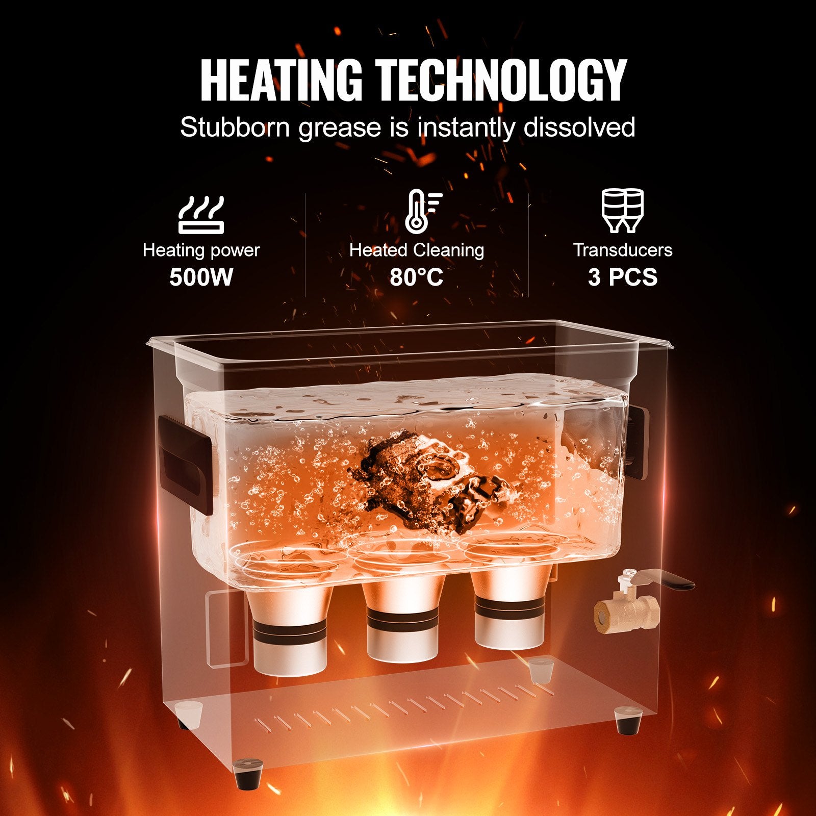 6L Ultra Sonic Cleaner, 180W Digital Ultrasonic Cleaning Machine with Gentle Mode & Upgraded Degassing, 40kHz Industrial Ultrasound Cleaner with Heater & Timer for Retainer, Jewelry, Tools - Image 3