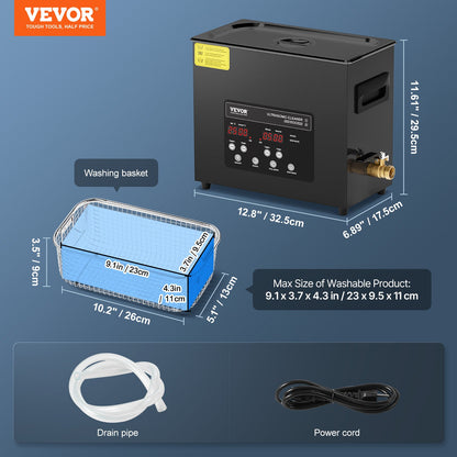 6L Ultra Sonic Cleaner, 180W Digital Ultrasonic Cleaning Machine with Gentle Mode & Upgraded Degassing, 40kHz Industrial Ultrasound Cleaner with Heater & Timer for Retainer, Jewelry, Tools - Image 7