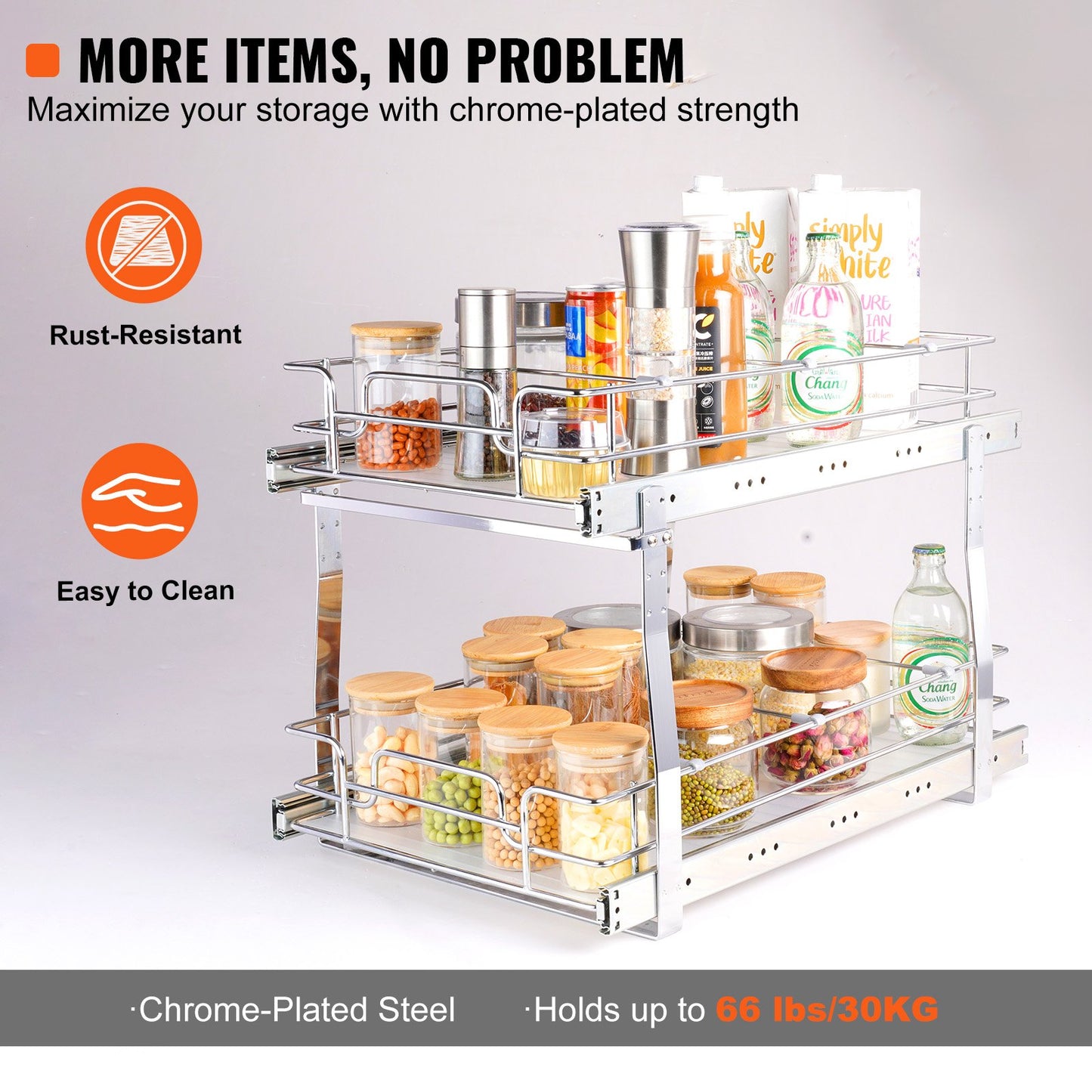 2-Tier Wire Pull Out Cabinet Under Sink Organizer 14x21 Inch Drawer Basket - Image 4