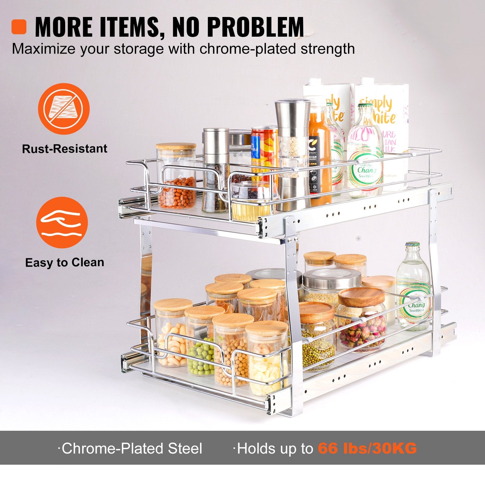 2-Tier Wire Pull Out Cabinet Under Sink Organizer 14x21 Inch Drawer Basket - Image 4
