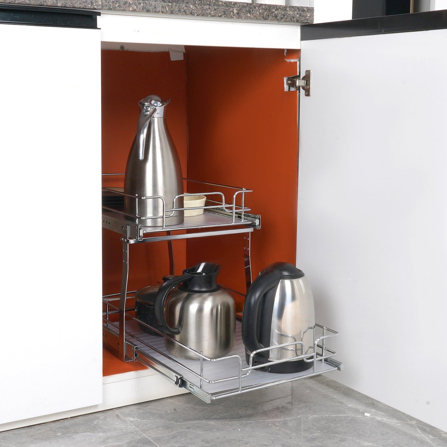 2-Tier Wire Pull Out Cabinet Under Sink Organizer 14x21 Inch Drawer Basket - Image 8