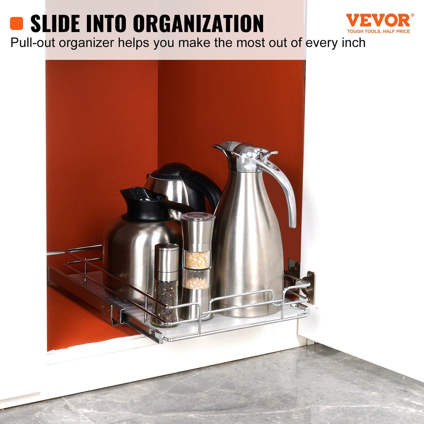 Pull Out Cabinet Under Sink Organizer 11.5 x 16.5 Inch Wire Drawer Basket - Image 2