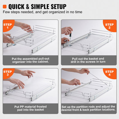 Pull Out Cabinet Under Sink Organizer 11.5 x 16.5 Inch Wire Drawer Basket - Image 5