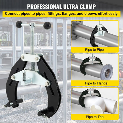 Pipe Clamp, 2 to 6 in, High Strength Ultra Clamp with Quick Acting Screws, Steel Pipe Alignment Tool with Lightweight Design, Black - Image 2