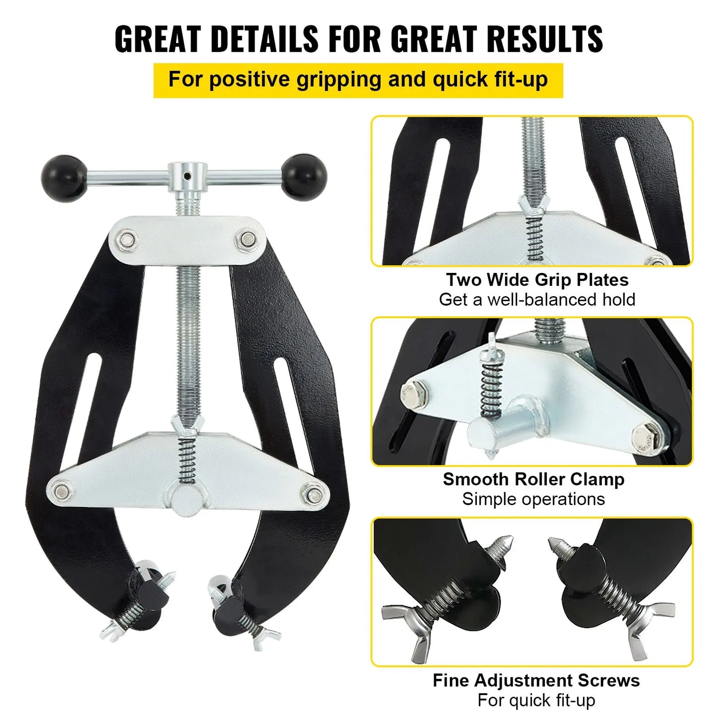 Pipe Clamp, 2 to 6 in, High Strength Ultra Clamp with Quick Acting Screws, Steel Pipe Alignment Tool with Lightweight Design, Black - Image 6