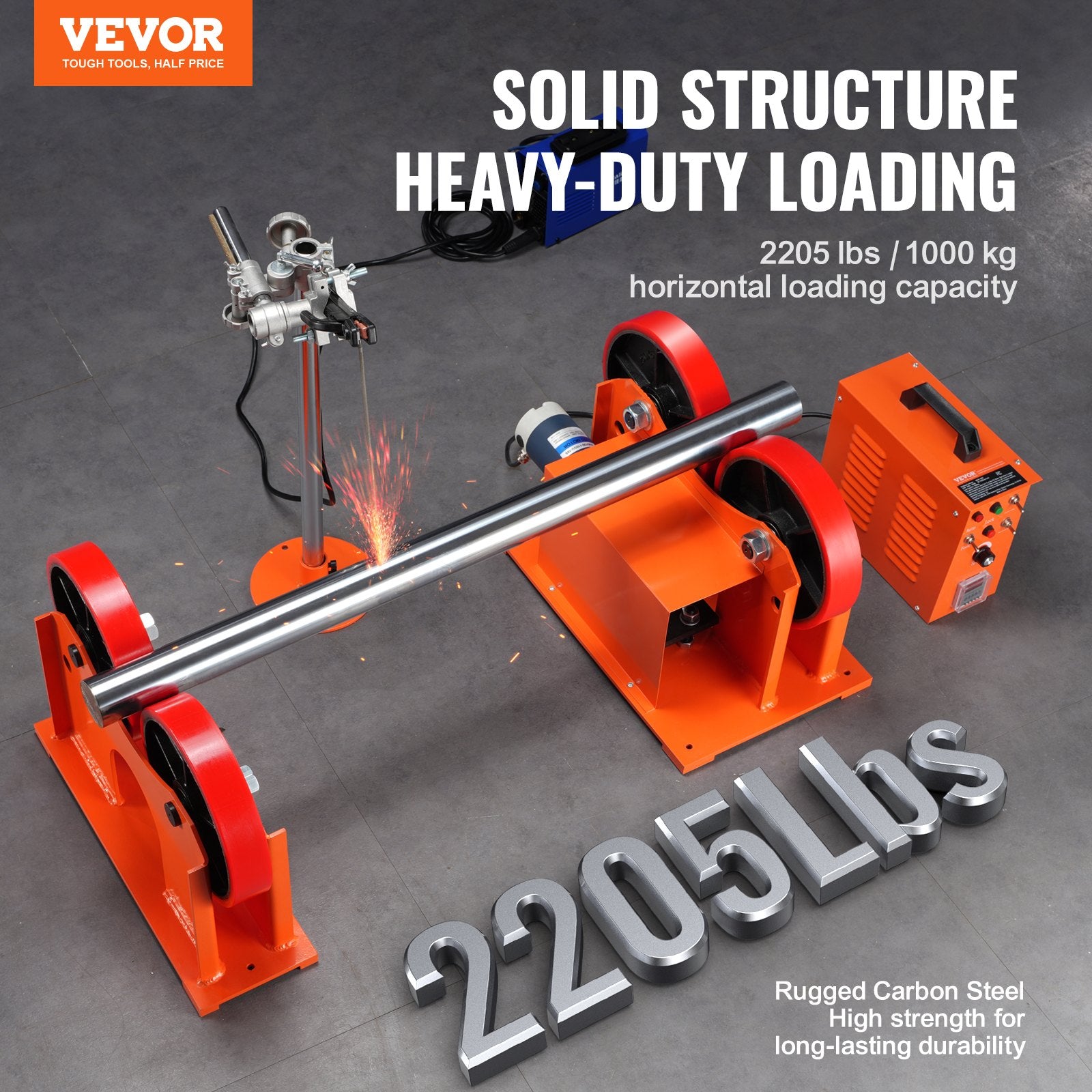 Turning Rolls Linkage Roller, 1000KG/2205LBS Loading Welding Turning Roll, 25-1400mm Diameter, 80-1600 mm/min Rotary Welding Positioner & Welding Torch Stand for Welding Equipment Support - Image 2