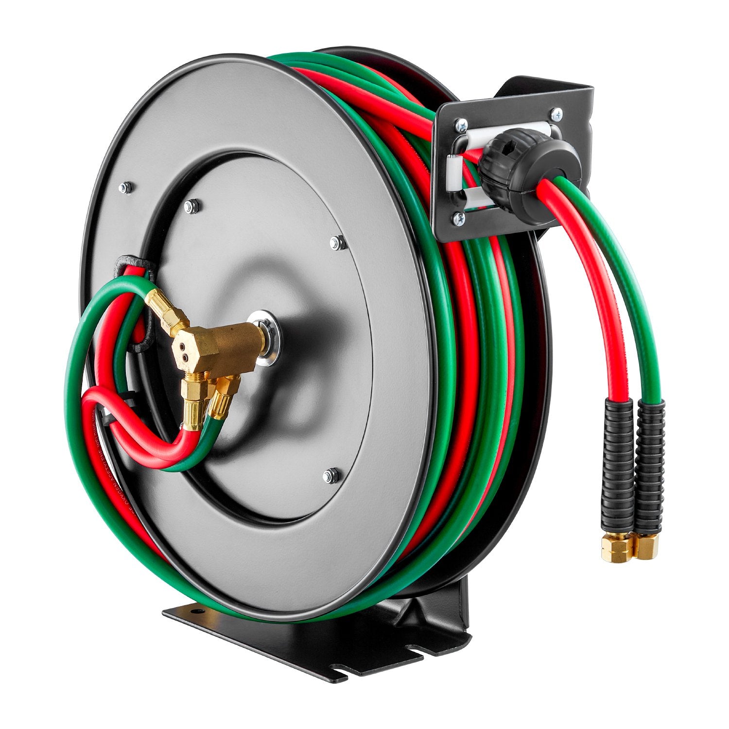 Retractable Welding Hose Reel, 1/4-Inch x 50FT Twin Oxygen Acetylene Rubber Hose Max 300PSI - T Grade, Ceiling/Wall Mount Heavy Duty Steel Hose Reel Auto-Rewind, Ideal for Workshops Garages - Image 9