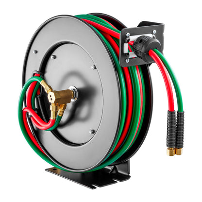 Retractable Welding Hose Reel, 1/4-Inch x 50FT Twin Oxygen Acetylene Rubber Hose Max 300PSI - T Grade, Ceiling/Wall Mount Heavy Duty Steel Hose Reel Auto-Rewind, Ideal for Workshops Garages - Image 9