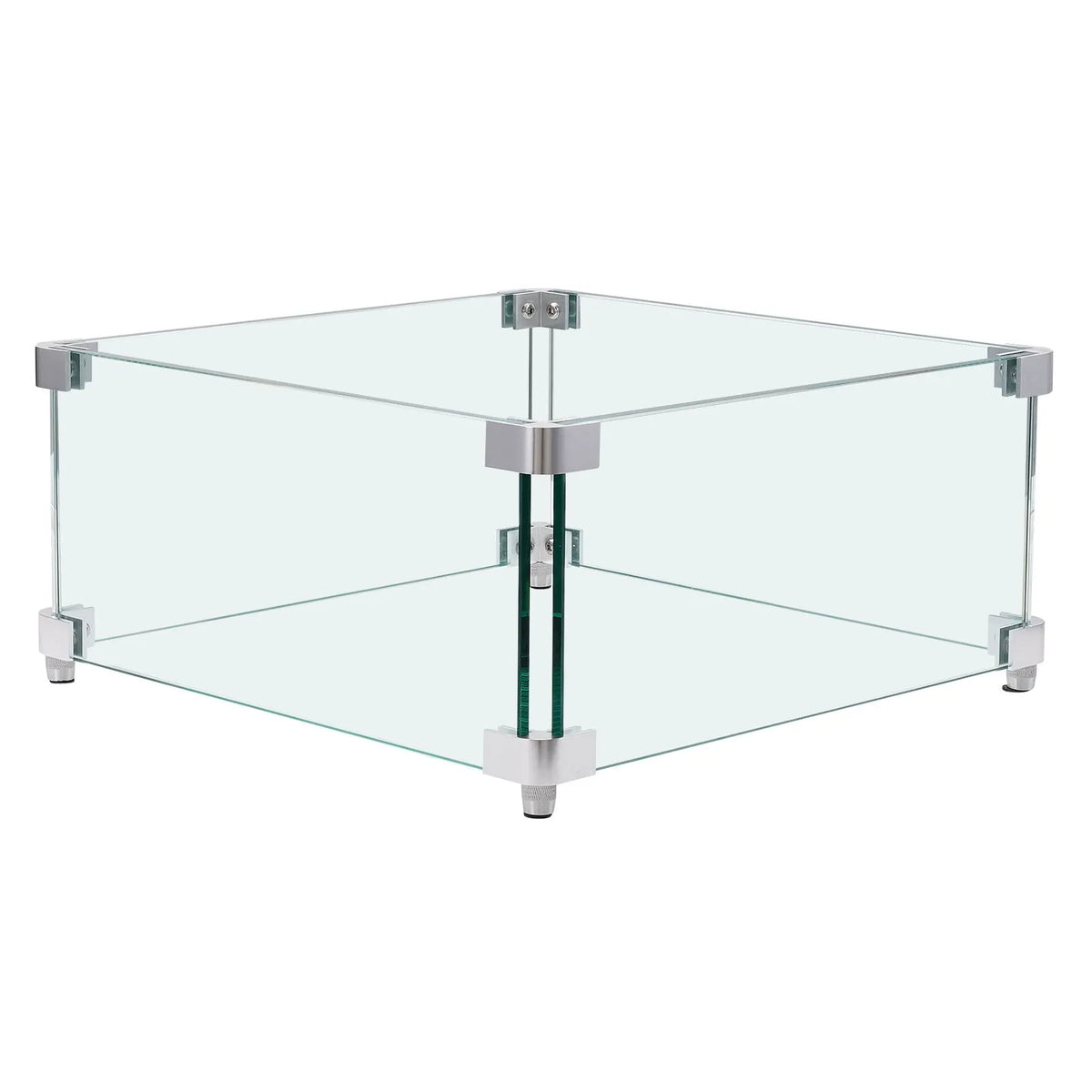 Gas Fire Pit Wind Guard for Square Fire Table, 380 x 380 x 180 mm Clear Tempered Wind Guard for Firepits, 8mm Thick Square Glass Shield, Glass Panel with Hard Corner Bracket & Feet - Image 9