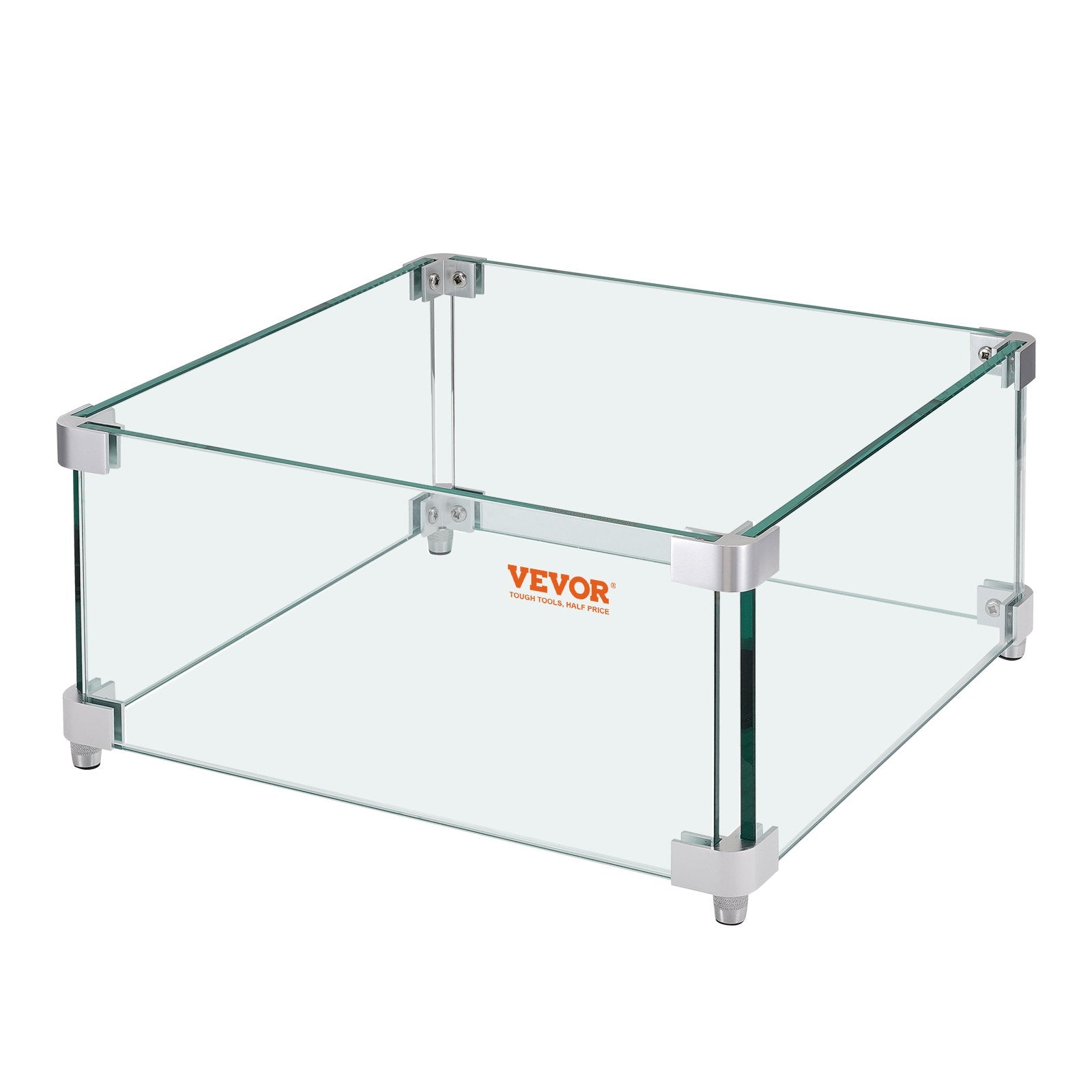 Gas Fire Pit Wind Guard for Square Fire Table, 380 x 380 x 180 mm Clear Tempered Wind Guard for Firepits, 8mm Thick Square Glass Shield, Glass Panel with Hard Corner Bracket & Feet - Image 9