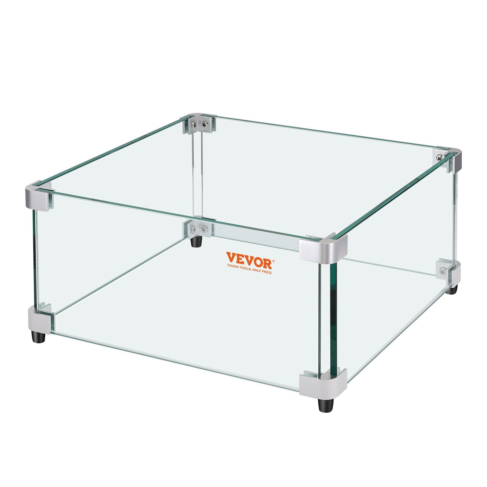Gas Fire Pit Wind Guard for Square Fire Table, 543 x 543 x 191 mm Clear Tempered Wind Guard for Firepits, 8mm Thick Square Glass Shield, Glass Panel with Hard Corner Bracket & Feet - Image 9