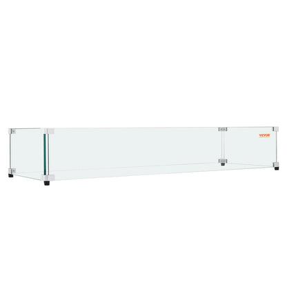 Glass Wind Guard for Rectangular Fire Pit Table 798 x 317 x 165 mm, 8mm Thick and Sturdy Tempered Glass Panel with Hard Aluminum Corner Bracket & Rubber Feet, Easy to Assemble - Image 9