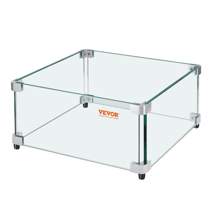 Gas Fire Pit Wind Guard for Square Fire Table, 493 x 493 x 191 mm Clear Tempered Wind Guard for Firepits, 8mm Thick Square Glass Shield, Glass Panel with Hard Corner Bracket & Feet - Image 9