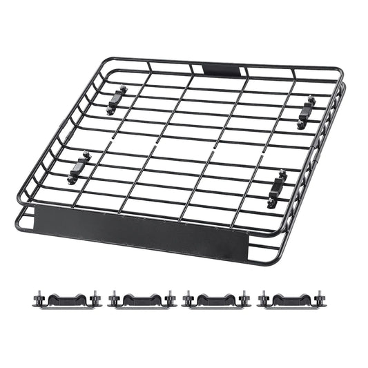 Roof Rack Cargo Carrier, 1095 x 1270 x 105 mm, Universal Rooftop Cargo Basket, Car Top Luggage Holder with 68 kg Max Load Capacity, 4.1 in Fence, Anti-Rust Alloy Steel, Wind Fairing, for SUV Car
