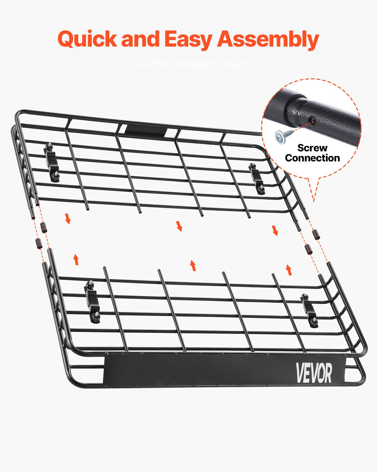 Roof Rack Cargo Carrier, 1095 x 1270 x 105 mm, Universal Rooftop Cargo Basket, Car Top Luggage Holder with 68 kg Max Load Capacity, 4.1 in Fence, Anti-Rust Alloy Steel, Wind Fairing, for SUV Car - Image 5