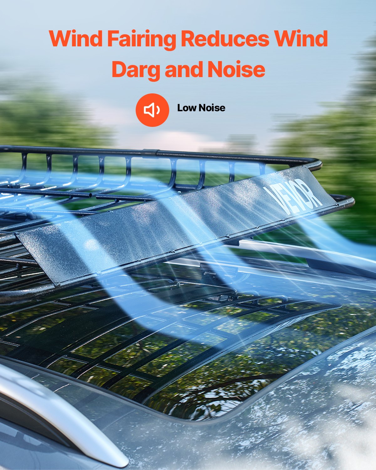 Roof Rack Cargo Carrier, 1095 x 1270 x 105 mm, Universal Rooftop Cargo Basket, Car Top Luggage Holder with 68 kg Max Load Capacity, 4.1 in Fence, Anti-Rust Alloy Steel, Wind Fairing, for SUV Car - Image 6