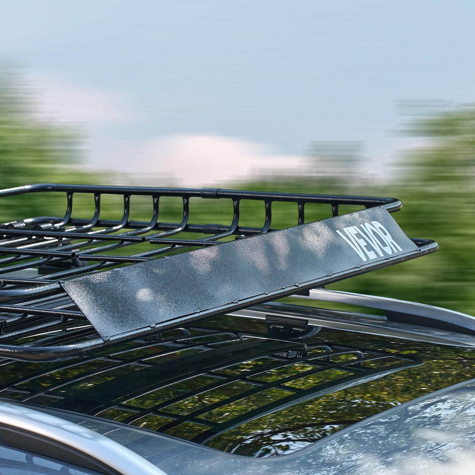 Roof Rack Cargo Carrier, 1095 x 1270 x 105 mm, Universal Rooftop Cargo Basket, Car Top Luggage Holder with 68 kg Max Load Capacity, 4.1 in Fence, Anti-Rust Alloy Steel, Wind Fairing, for SUV Car - Image 8
