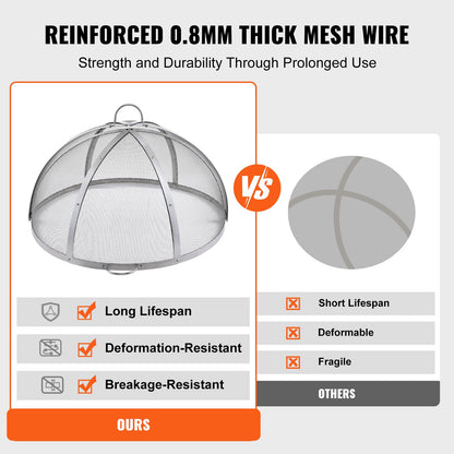 Firepit Spark Screen Lid, 40" Diameter, Outdoor Firepit Ring Cover Round Accessories, Fire Pit Metal Cover, Easy-Opening Stainless Steel Fire Ring Covers for Outdoor Patio Fire Pits Backyard - Image 3