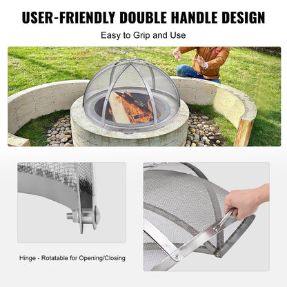 Firepit Spark Screen Lid, 40" Diameter, Outdoor Firepit Ring Cover Round Accessories, Fire Pit Metal Cover, Easy-Opening Stainless Steel Fire Ring Covers for Outdoor Patio Fire Pits Backyard - Image 4