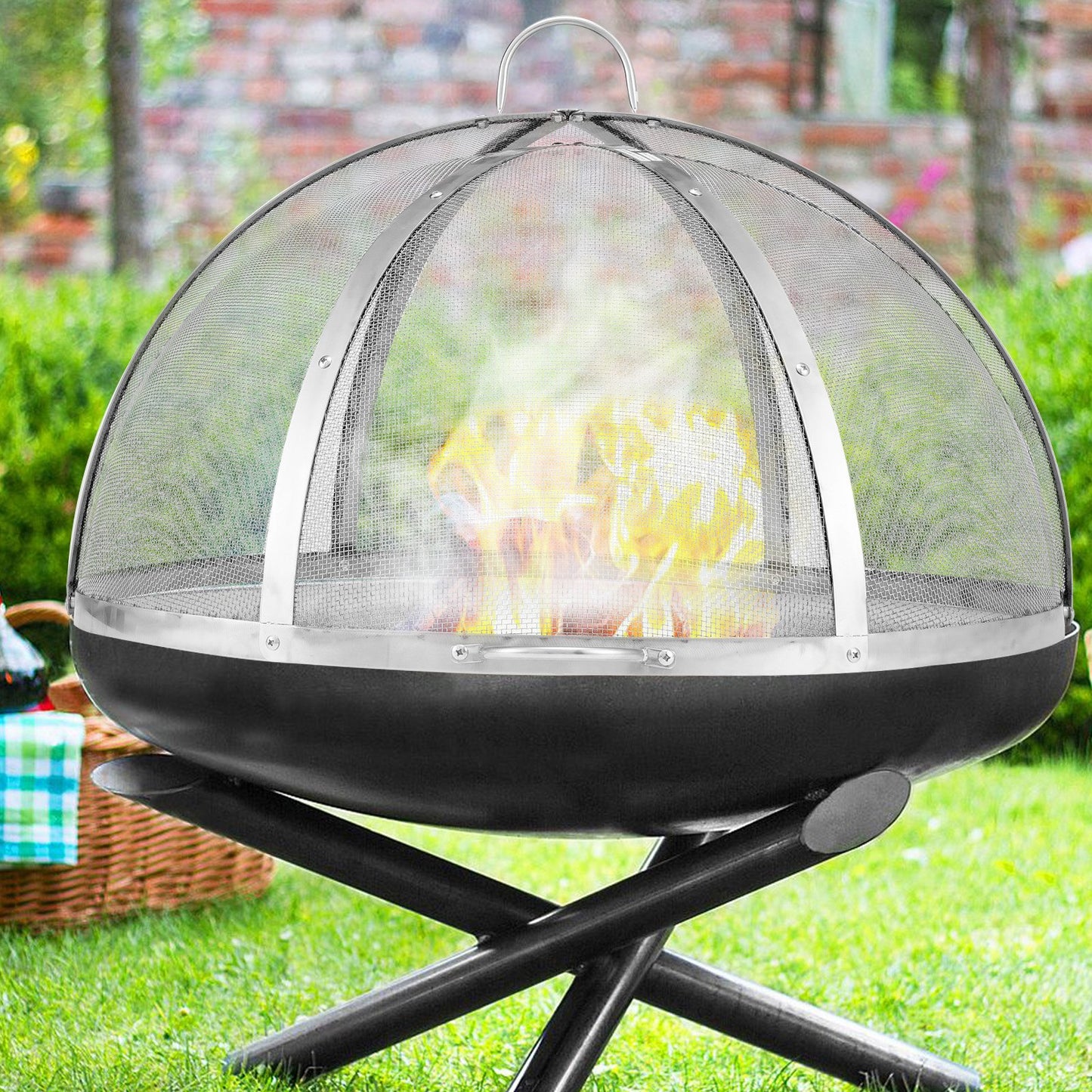 Firepit Spark Screen Lid, 40" Diameter, Outdoor Firepit Ring Cover Round Accessories, Fire Pit Metal Cover, Easy-Opening Stainless Steel Fire Ring Covers for Outdoor Patio Fire Pits Backyard - Image 8