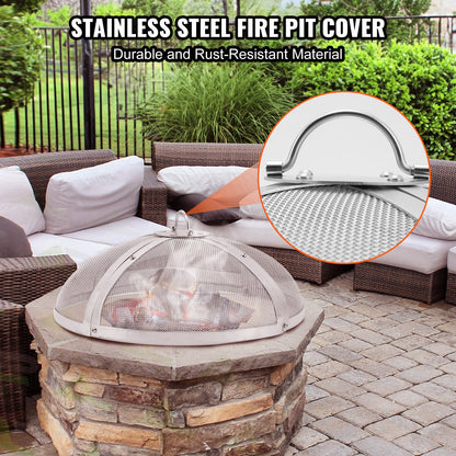 Fire Pit Spark Screen Round 36", Reinforced Heavy Duty Steel Metal Cover, Outdoor Firepit Lid, Easy-Opening Top Screen Covers Round with Ring Handle for Outdoor Patio Fire Pits Backyard - Image 2