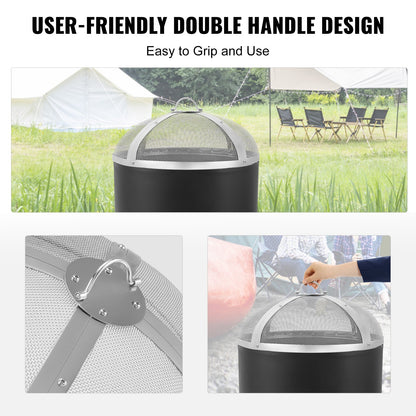 Fire Pit Spark Screen Round 20", Reinforced Heavy Duty Steel Metal Cover, Outdoor Firepit Lid, Easy-Opening Top Screen Covers Round with Ring Handle for Outdoor Patio Fire Pits Backyard - Image 4