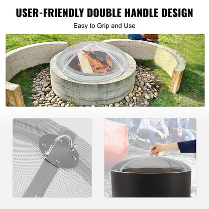 Fire Pit Spark Screen Round 40", Reinforced Heavy Duty Steel Metal Cover, Outdoor Firepit Lid, Easy-Opening Top Screen Covers Round with Ring Handle for Outdoor Patio Fire Pits Backyard - Image 4