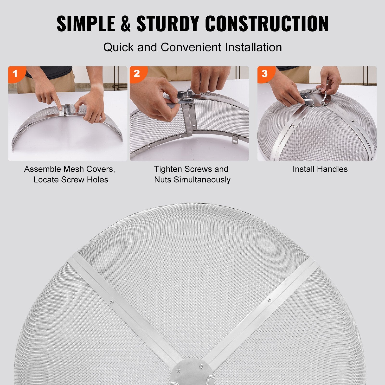 Fire Pit Spark Screen Round 40", Reinforced Heavy Duty Steel Metal Cover, Outdoor Firepit Lid, Easy-Opening Top Screen Covers Round with Ring Handle for Outdoor Patio Fire Pits Backyard - Image 5