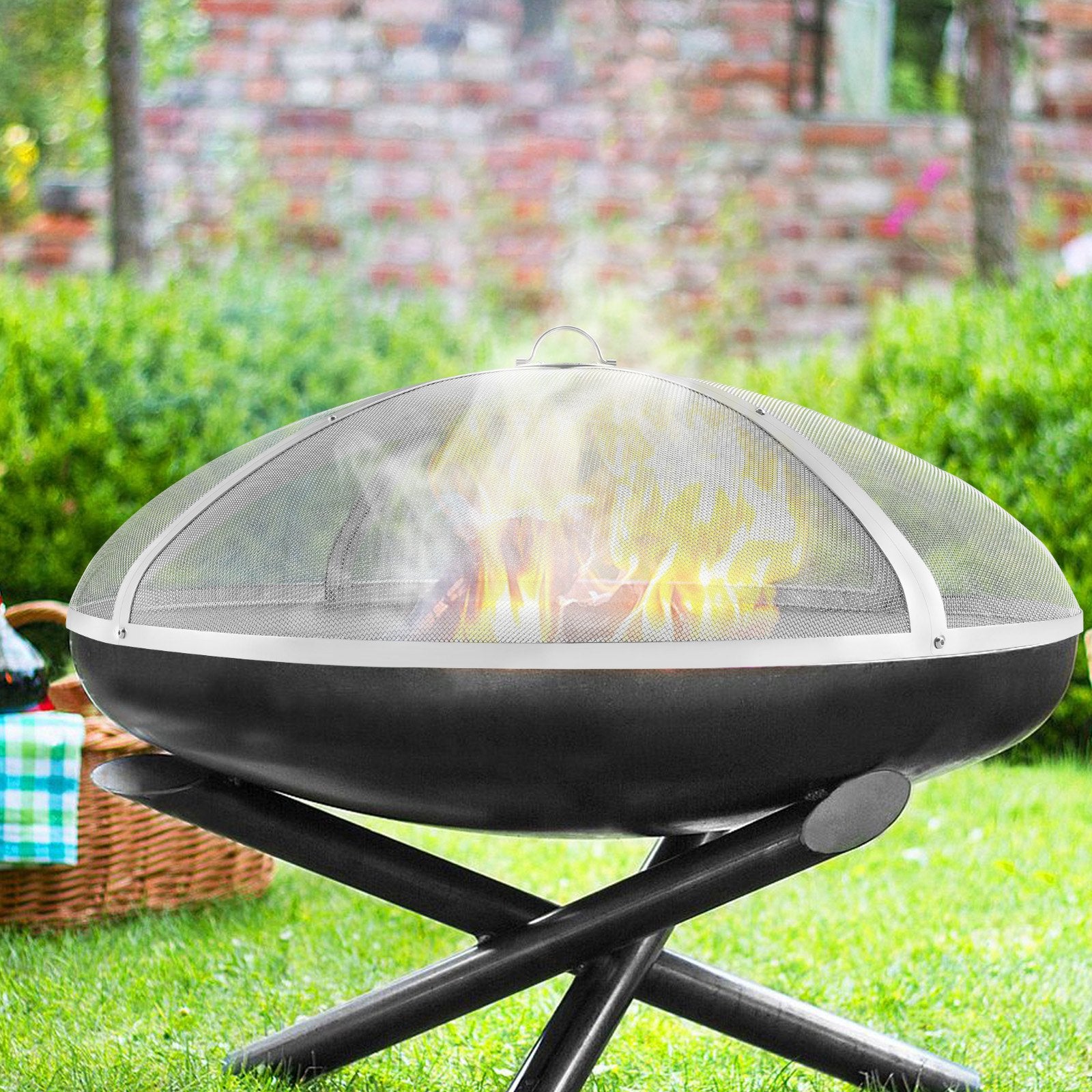 Fire Pit Spark Screen Round 40", Reinforced Heavy Duty Steel Metal Cover, Outdoor Firepit Lid, Easy-Opening Top Screen Covers Round with Ring Handle for Outdoor Patio Fire Pits Backyard - Image 8