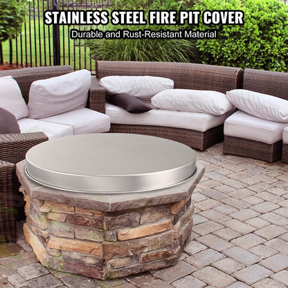 Fire Pit Cover Lid, 27" Portable Firepit Spark Screen,Stainless Steel Steel Metal Cover, Easy-Opening Outdoor Wood Burning and Camping Stove Accessory, for Outdoor Patio Fire Pits Backyard - Image 2