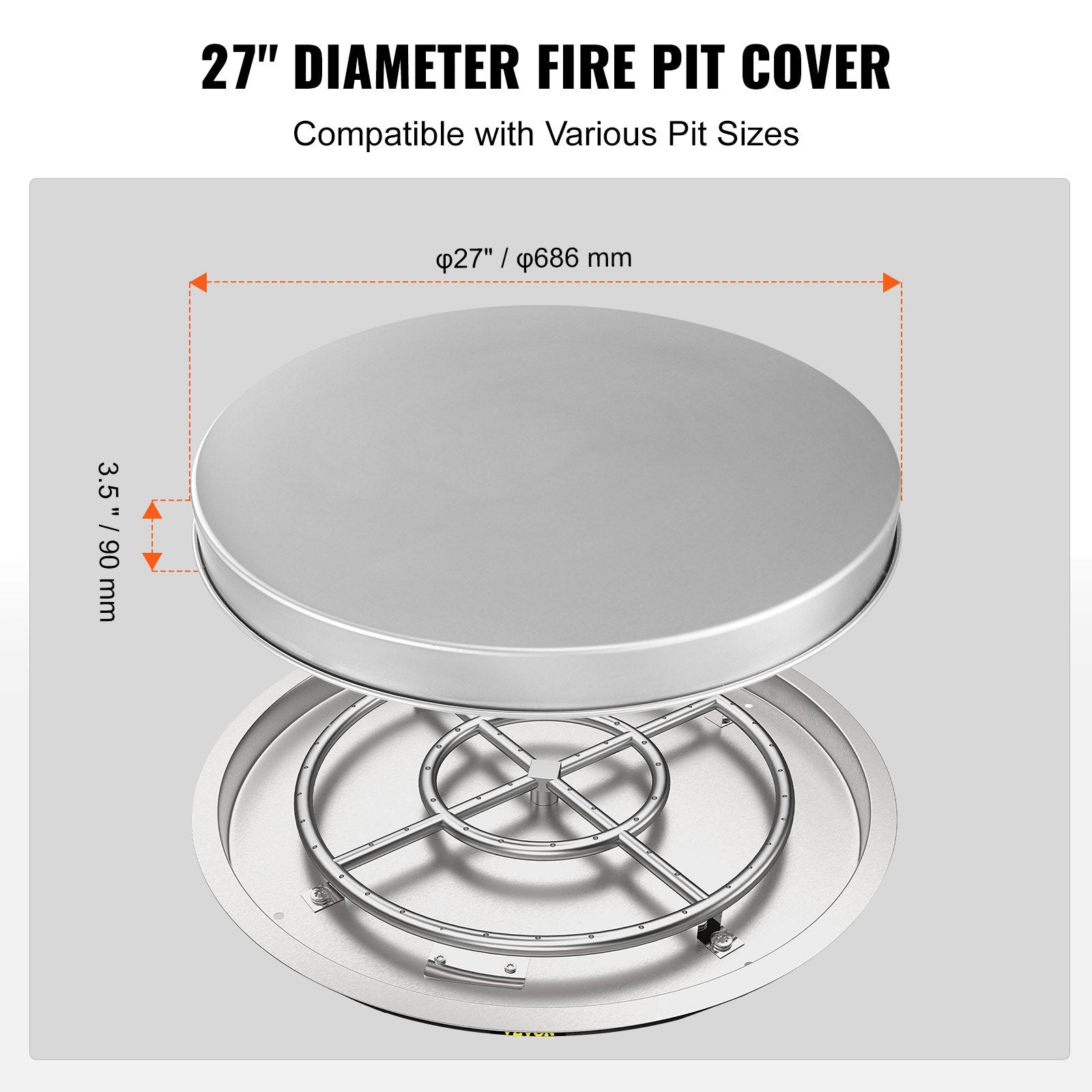 Fire Pit Cover Lid, 27" Portable Firepit Spark Screen,Stainless Steel Steel Metal Cover, Easy-Opening Outdoor Wood Burning and Camping Stove Accessory, for Outdoor Patio Fire Pits Backyard - Image 4
