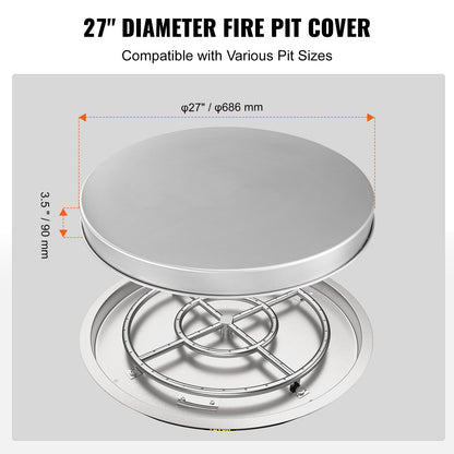 Fire Pit Cover Lid, 27" Portable Firepit Spark Screen,Stainless Steel Steel Metal Cover, Easy-Opening Outdoor Wood Burning and Camping Stove Accessory, for Outdoor Patio Fire Pits Backyard - Image 4