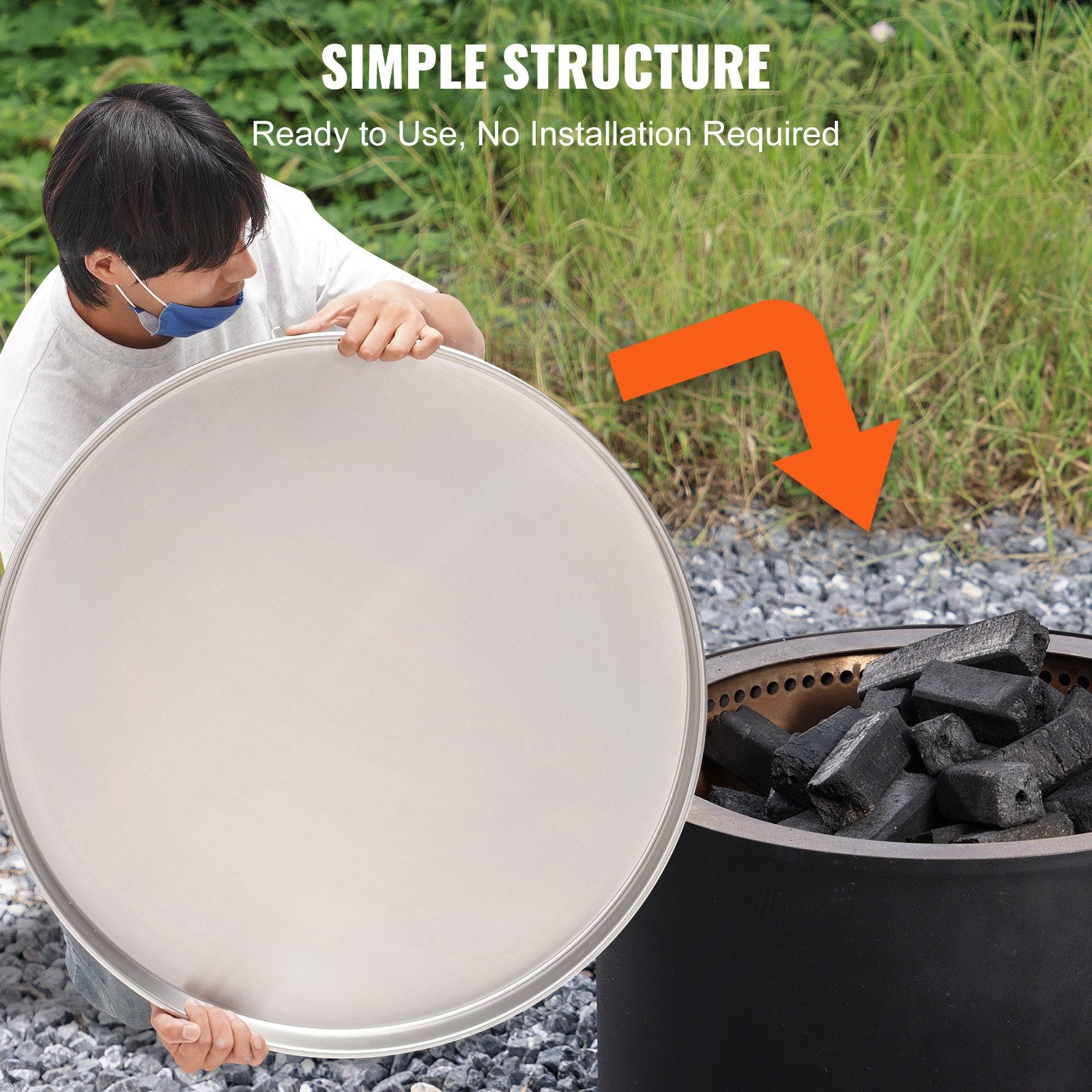 Fire Pit Cover Lid, 27" Portable Firepit Spark Screen,Stainless Steel Steel Metal Cover, Easy-Opening Outdoor Wood Burning and Camping Stove Accessory, for Outdoor Patio Fire Pits Backyard - Image 5