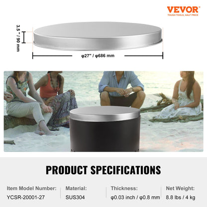 Fire Pit Cover Lid, 27" Portable Firepit Spark Screen,Stainless Steel Steel Metal Cover, Easy-Opening Outdoor Wood Burning and Camping Stove Accessory, for Outdoor Patio Fire Pits Backyard - Image 7