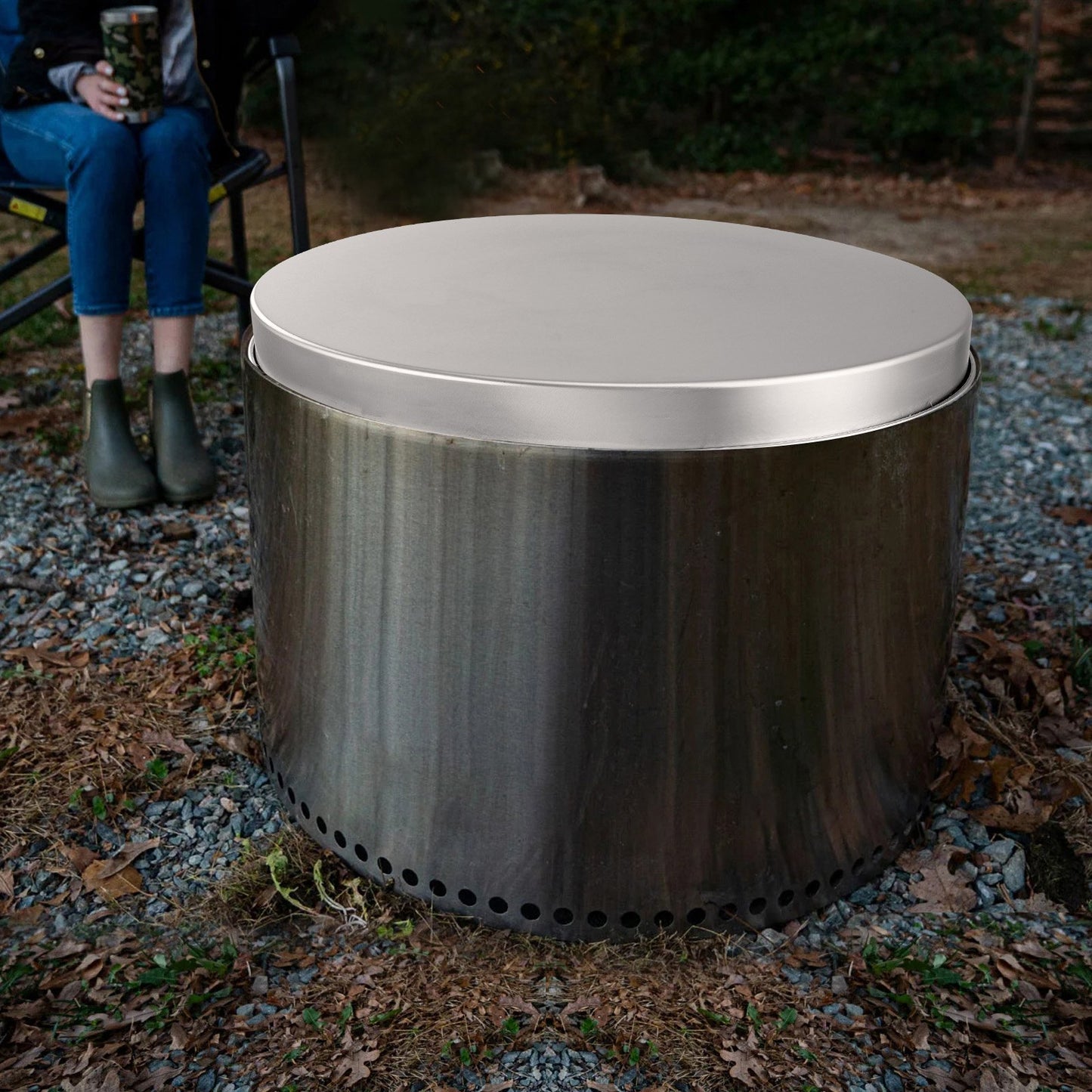 Fire Pit Cover Lid, 27" Portable Firepit Spark Screen,Stainless Steel Steel Metal Cover, Easy-Opening Outdoor Wood Burning and Camping Stove Accessory, for Outdoor Patio Fire Pits Backyard - Image 8
