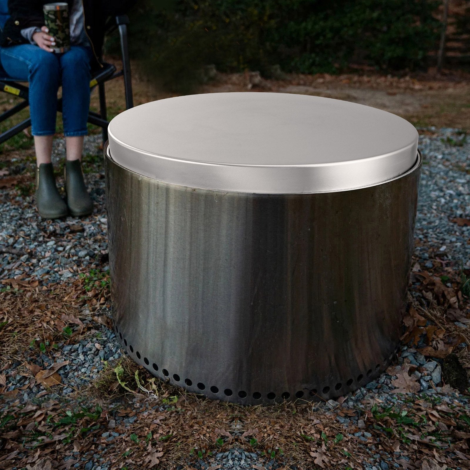 Fire Pit Cover Lid, 27" Portable Firepit Spark Screen,Stainless Steel Steel Metal Cover, Easy-Opening Outdoor Wood Burning and Camping Stove Accessory, for Outdoor Patio Fire Pits Backyard - Image 8