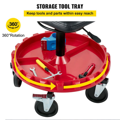 Rolling Garage Stool 300LBS Adjustable Mechanic Work Shop Seat w/Casters - Image 4