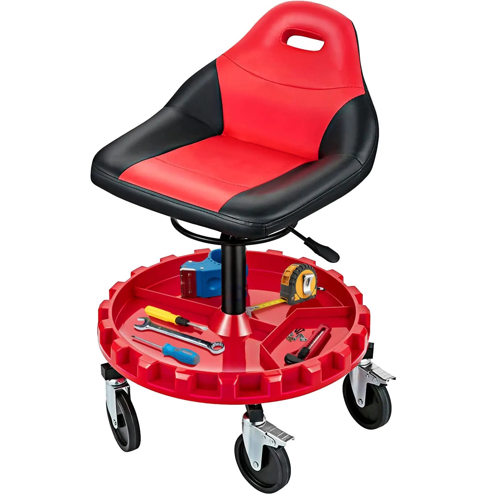 Rolling Garage Stool 300LBS Adjustable Mechanic Work Shop Seat w/Casters - Image 9