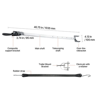 Transom Saver, 23-35 in, Adjustable Boat Transom Saver with Composite Head, Corrosion-Resistant Easy-to-Install Transom Savers for Less Than 100 HP Outboard Motor , Fit for Roller & Trailer - Image 8