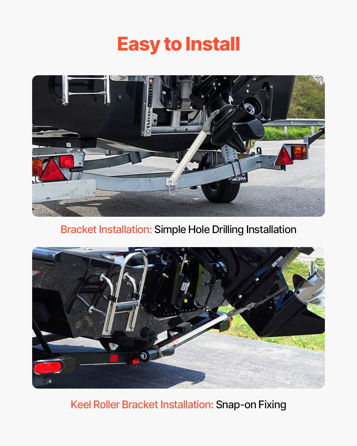 Transom Saver, 609.6-914.4 mm, Adjustable Boat Transom Saver with Heavy-Duty Head, Corrosion-Resistant Easy-to-Install Transom Savers for Less Than 100 HP Outboard Motor , Fit for Roller & Trailer - Image 6
