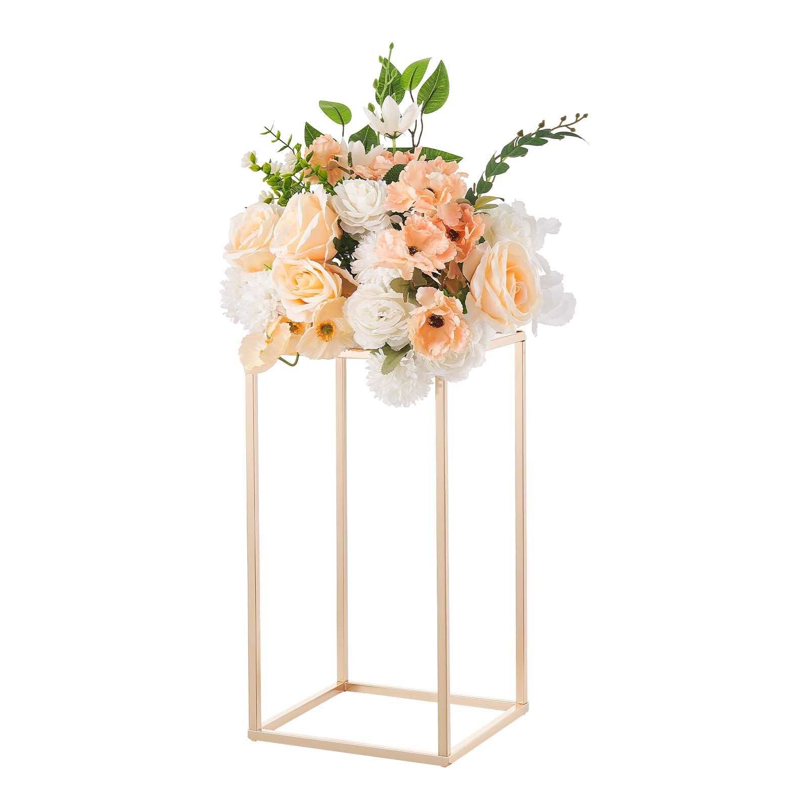 Wedding Flower Stand, 10PCS 40cm Column Flower Stand, Floral Stands with Acrylic Laminate, Gold Rectangular Floral Display Rack for Wedding, Party, Birthday, Home, Gold Centerpiece Stands - Image 9