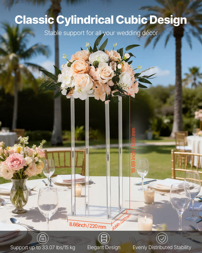 Wedding Flower Stand, 10PCS 50cm Column Flower Stand, Floral Stands with Acrylic Laminate, Cylindrical Cubic Floral Display Rack for Wedding, Party, Birthday, Home, Centerpiece Stands - Image 2