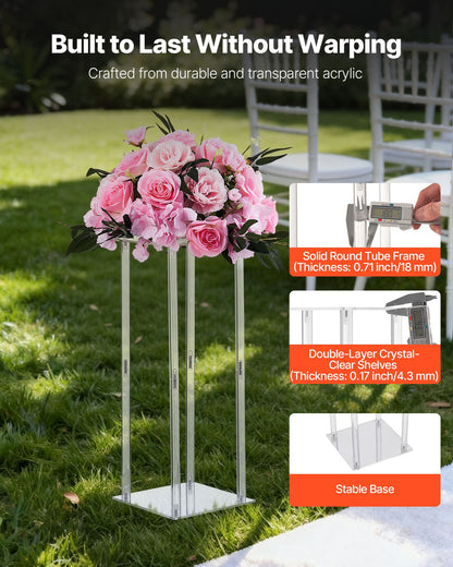 Wedding Flower Stand, 10PCS 50cm Column Flower Stand, Floral Stands with Acrylic Laminate, Cylindrical Cubic Floral Display Rack for Wedding, Party, Birthday, Home, Centerpiece Stands - Image 3