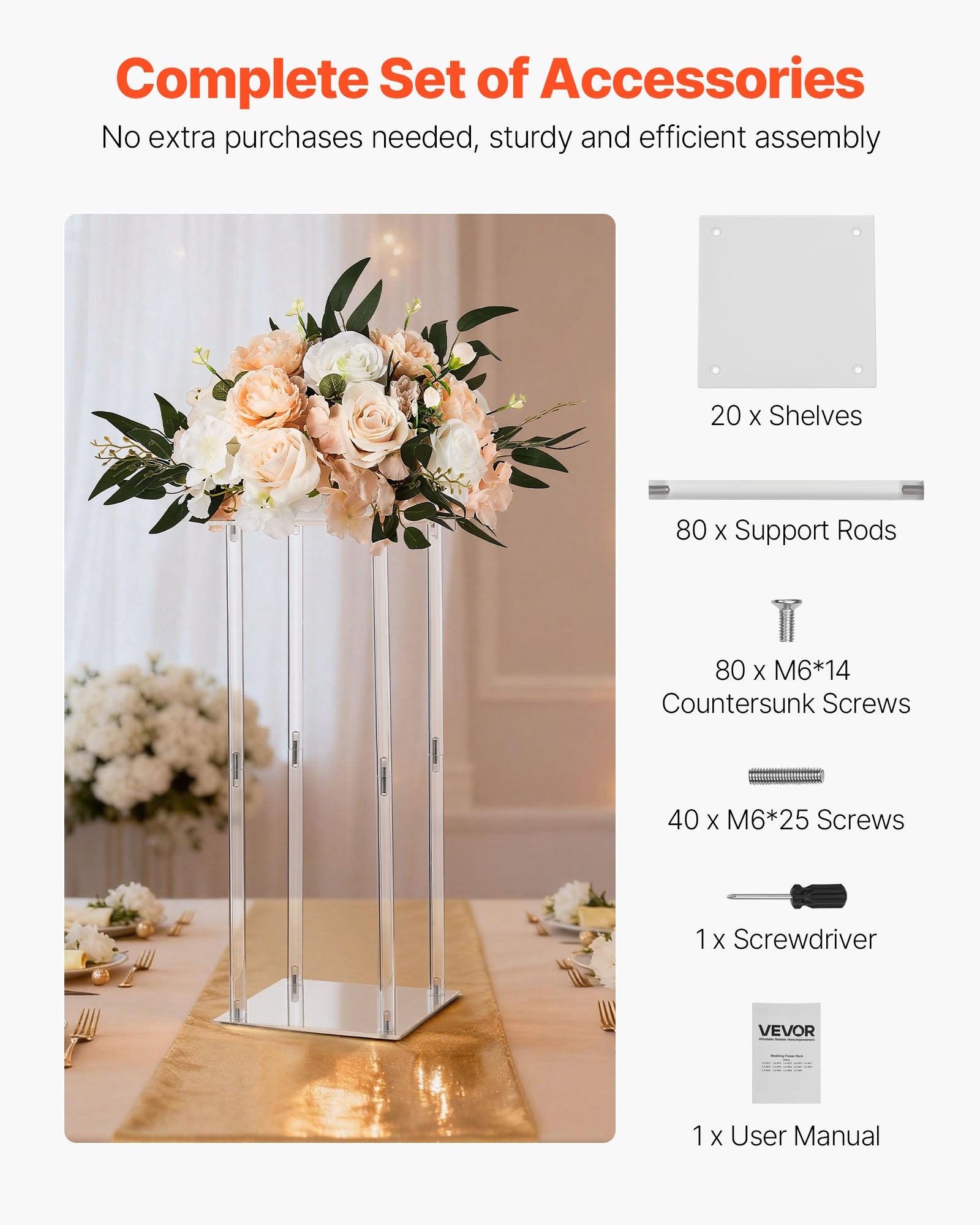 Wedding Flower Stand, 10PCS 50cm Column Flower Stand, Floral Stands with Acrylic Laminate, Cylindrical Cubic Floral Display Rack for Wedding, Party, Birthday, Home, Centerpiece Stands - Image 5