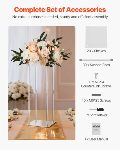 Wedding Flower Stand, 10PCS 50cm Column Flower Stand, Floral Stands with Acrylic Laminate, Cylindrical Cubic Floral Display Rack for Wedding, Party, Birthday, Home, Centerpiece Stands - Image 5