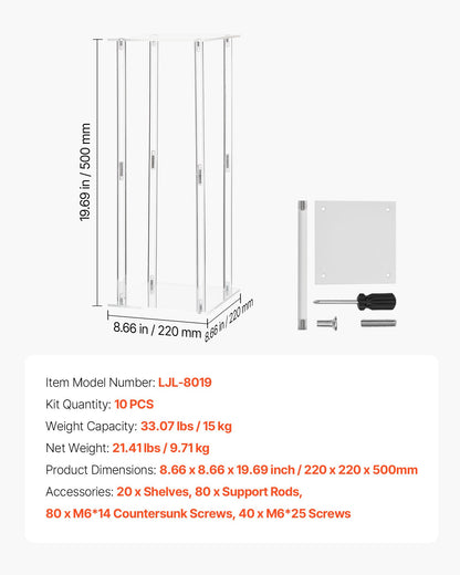 Wedding Flower Stand, 10PCS 50cm Column Flower Stand, Floral Stands with Acrylic Laminate, Cylindrical Cubic Floral Display Rack for Wedding, Party, Birthday, Home, Centerpiece Stands - Image 7