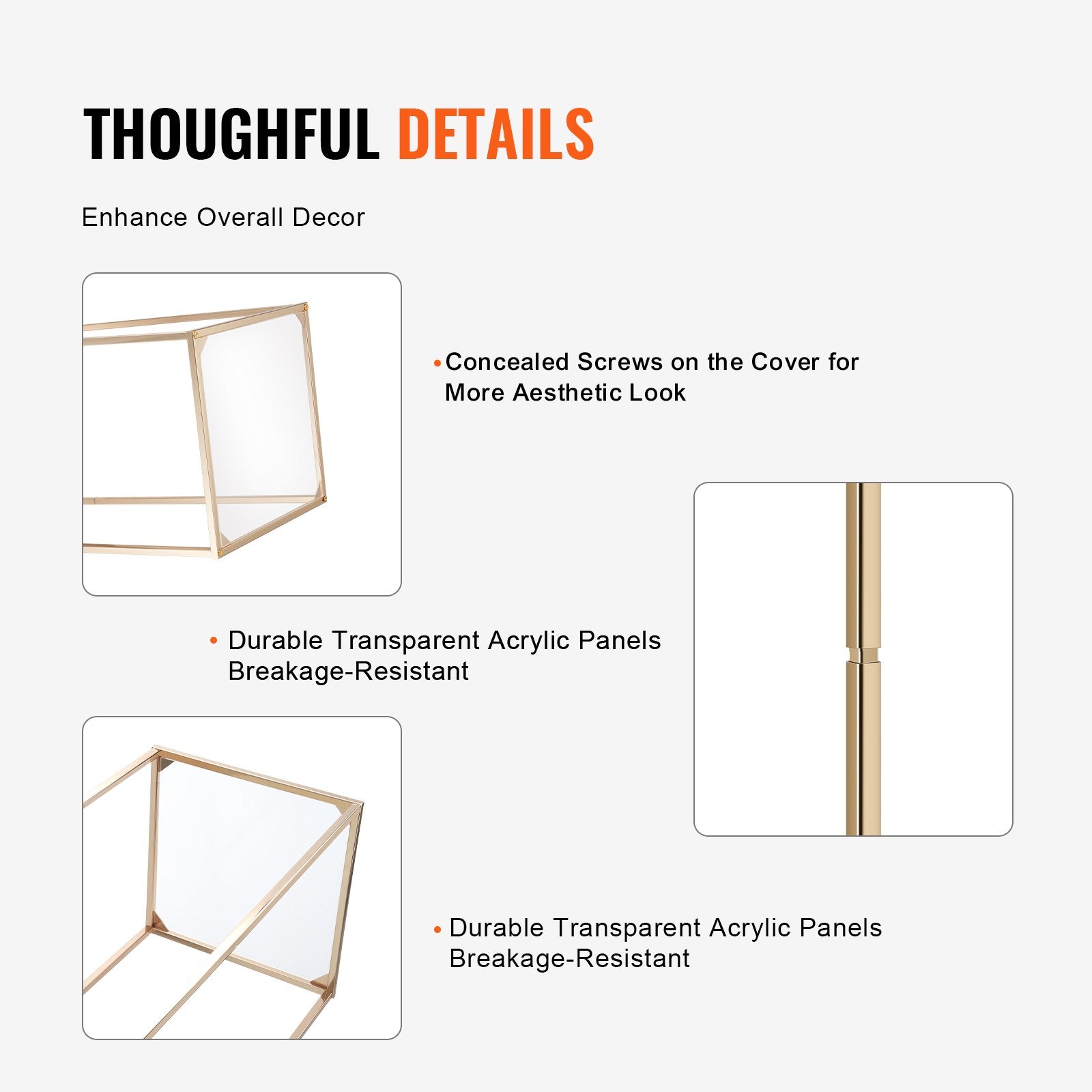 10PCS 31.5inch/80cm High Wedding Flower Stand, With Acrylic Laminate,Metal Vase Column Geometric Centerpiece Stands, Gold Rectangular Floral Display Rack for Events Reception, Party Decoration - Image 4