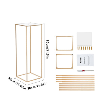 10PCS 31.5inch/80cm High Wedding Flower Stand, With Acrylic Laminate,Metal Vase Column Geometric Centerpiece Stands, Gold Rectangular Floral Display Rack for Events Reception, Party Decoration - Image 9